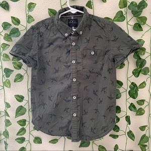 4/20 Kids dinosaur button down shirt sleeve